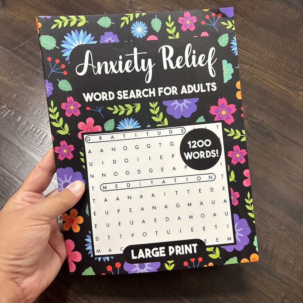 1200 Large Print Word Search for Adults Anxiety Relief by Book New